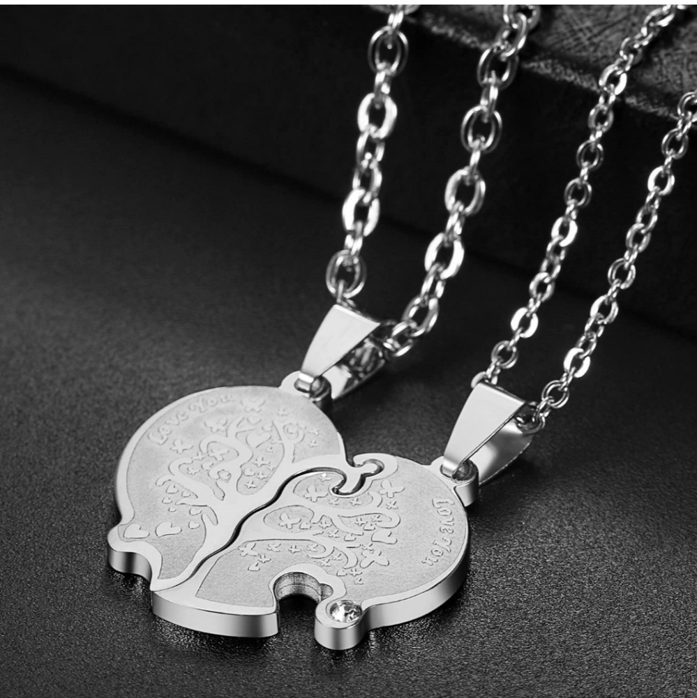 New stainless tree of life heart Love you necklaces